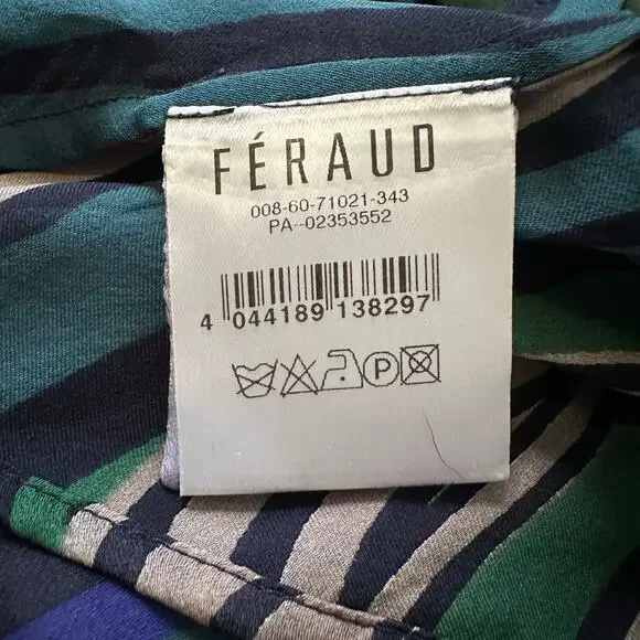Feraud black, green, blue & purple button down silk top size 44 - Picture 8 of 11
